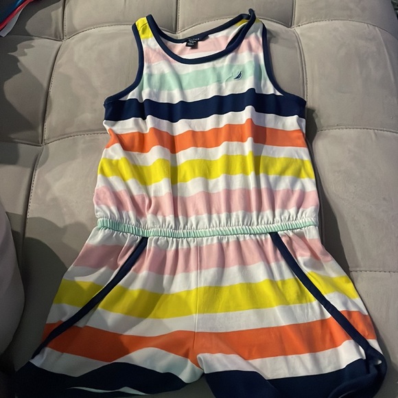 Nautica girls size 8/10 jumper/romper. In good used condition. Multi colored. - Picture 7 of 8